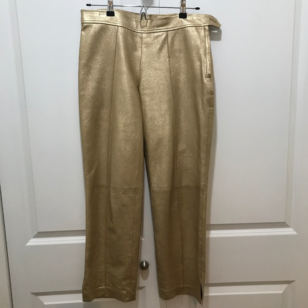 Coach Gold 100% Leather Pants